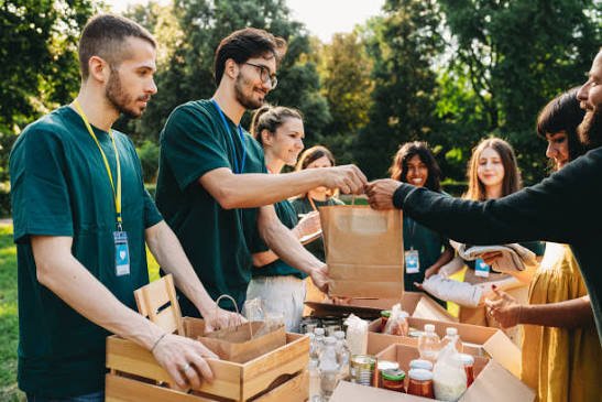 Community service volunteers at a local event