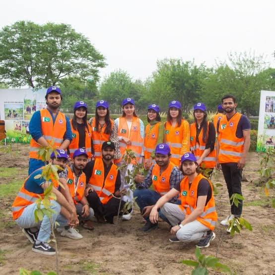 Volunteers working together on a relief project